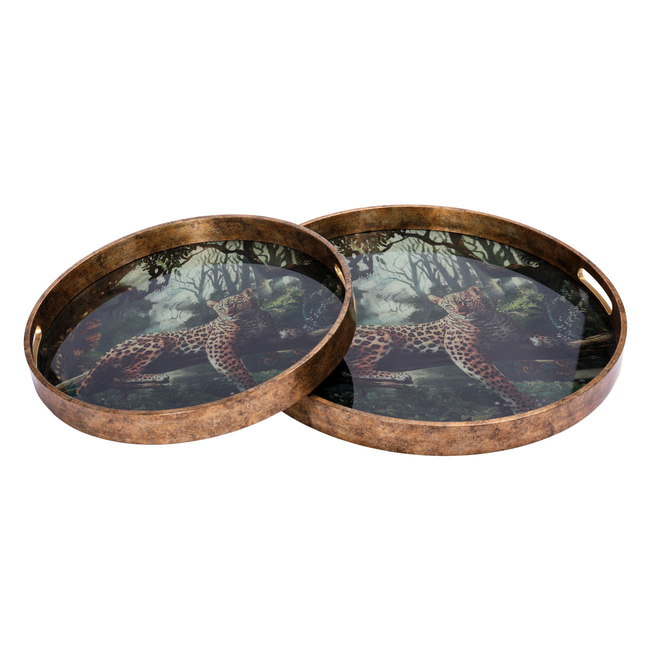 Lounging Leopard Decorative Tray Set – 2 Piece