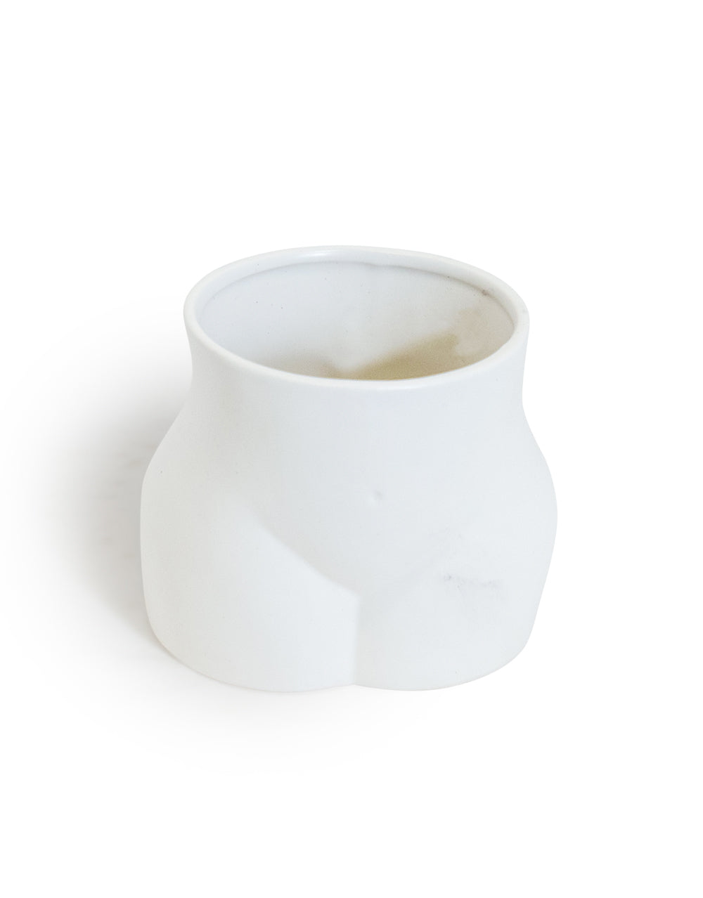 Sculpted Body Ceramic Planter – Matte White, Medium