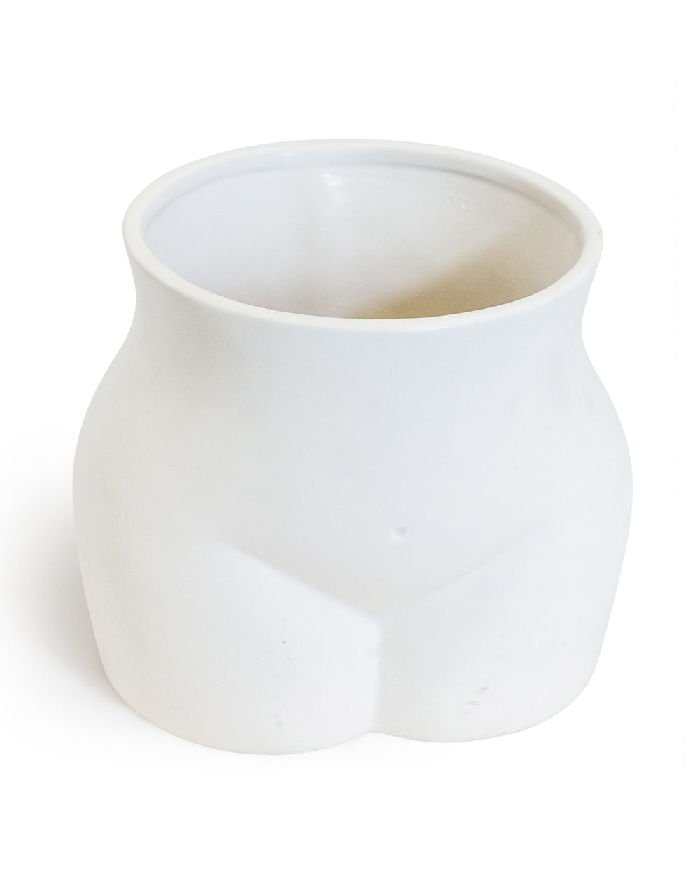Sculpted Body Ceramic Planter – Matte White, Large