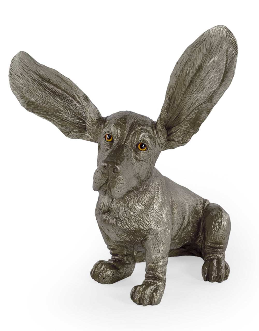 Surprised Basset Decorative Sculpture – Silver