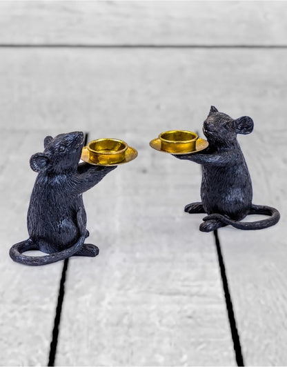 Mouse Candle Holder Pair – Black
