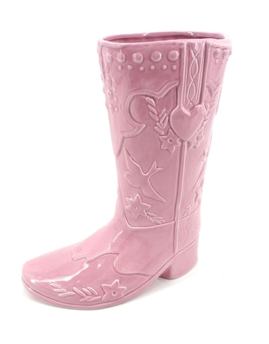 Cowboy Boot Ceramic Vase – Pink, Large