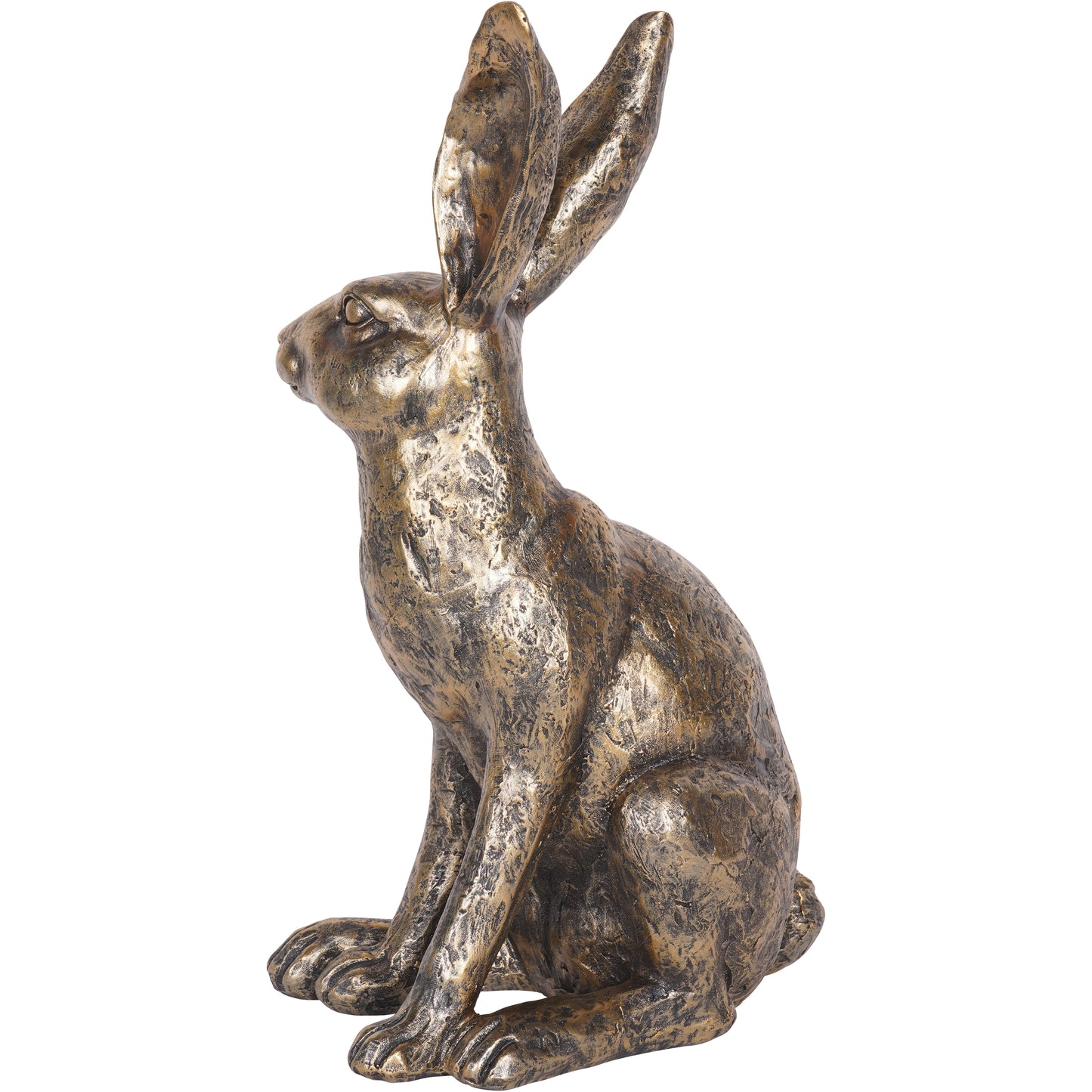 Antiqued Sitting Hare Sculpture – Large