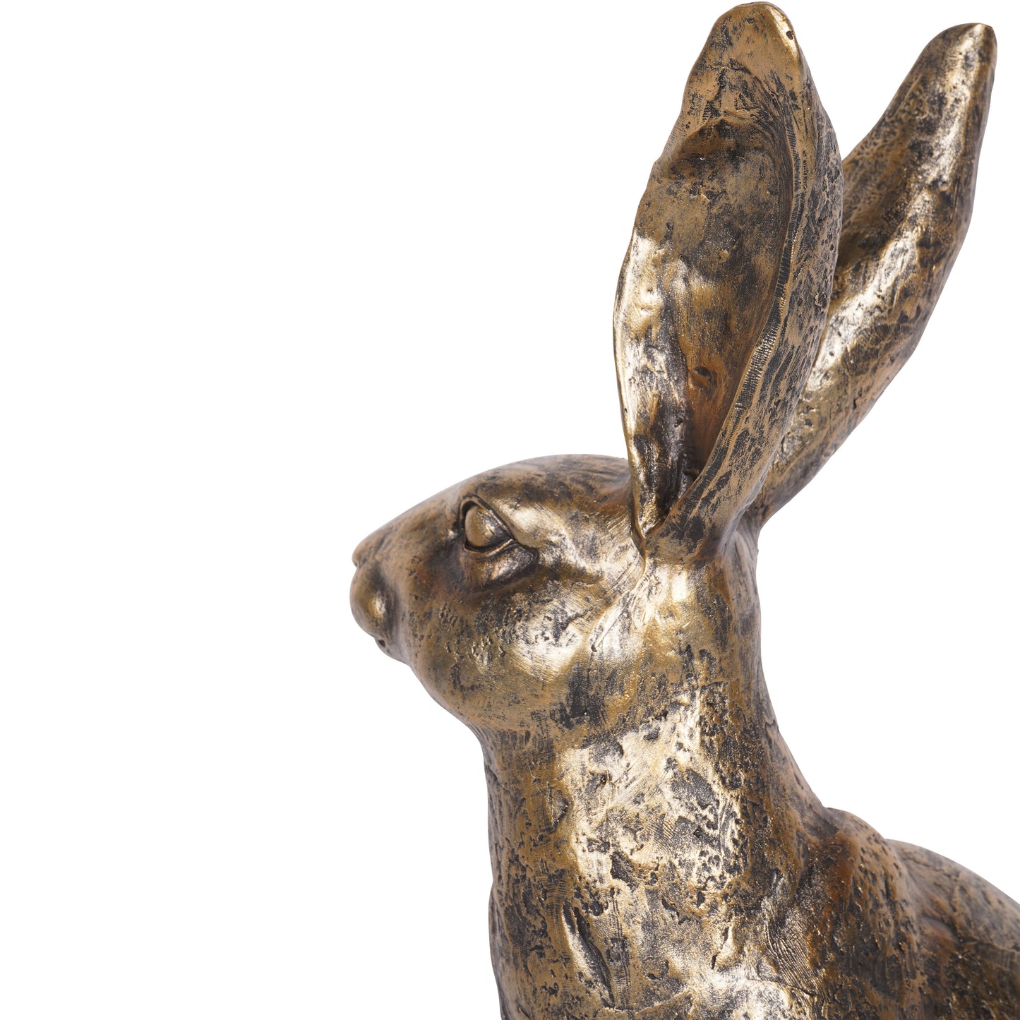 Antiqued Sitting Hare Sculpture – Large
