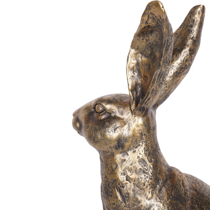 Antiqued Sitting Hare Sculpture – Large