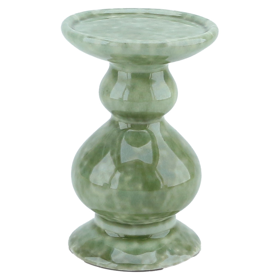 Laneham Stoneware Candle Holder – Green, Small