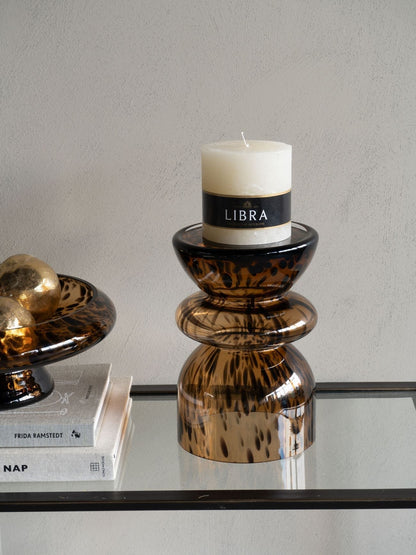 Soren Tortoiseshell Glass Vase & Candle Holder – 24cm