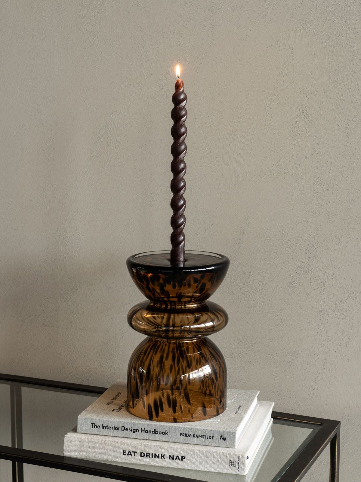 Soren Tortoiseshell Glass Vase & Candle Holder – 24cm