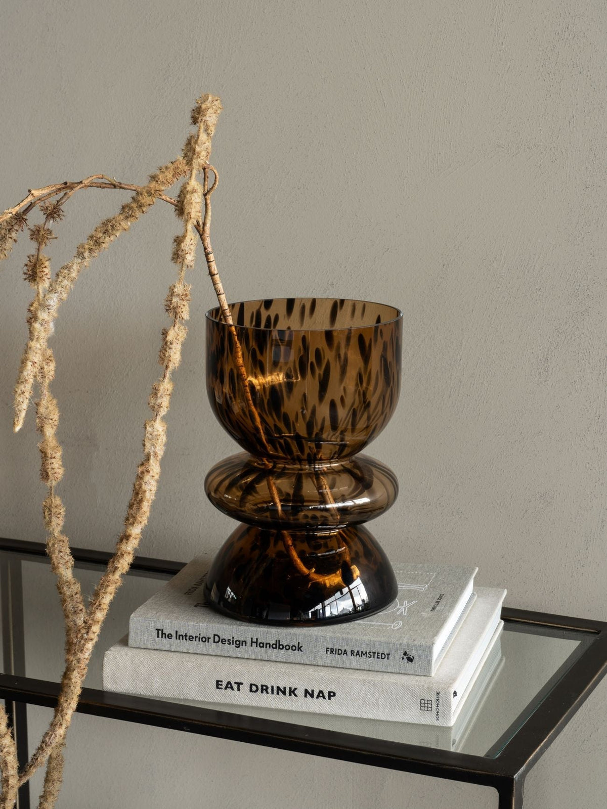 Soren Tortoiseshell Glass Vase & Candle Holder – 24cm