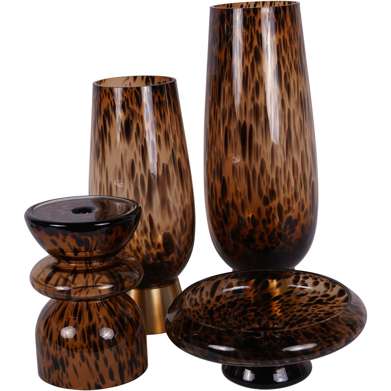 Soren Tortoiseshell Glass Vase & Candle Holder – 24cm