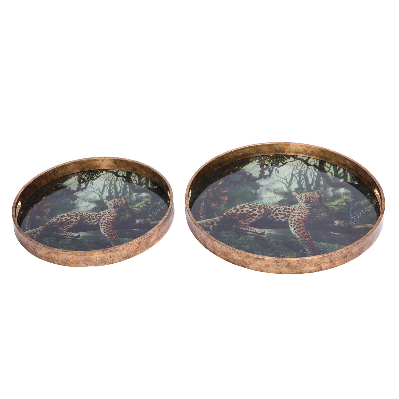 Lounging Leopard Decorative Tray Set – 2 Piece
