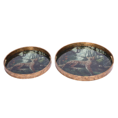 Lounging Leopard Decorative Tray Set – 2 Piece