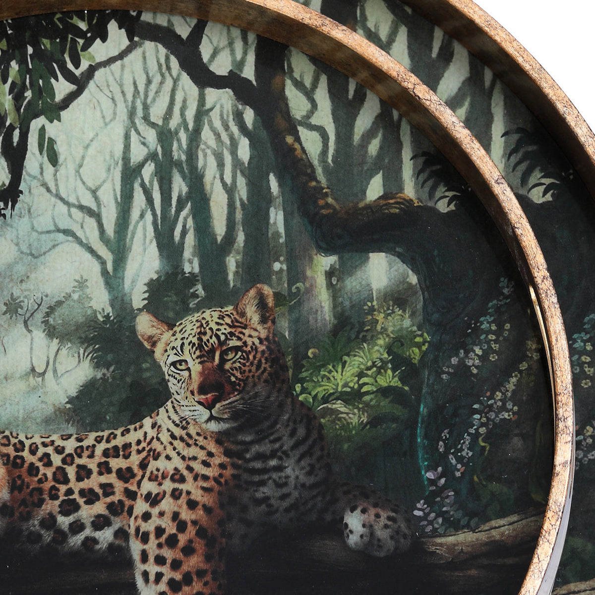 Lounging Leopard Decorative Tray Set – 2 Piece