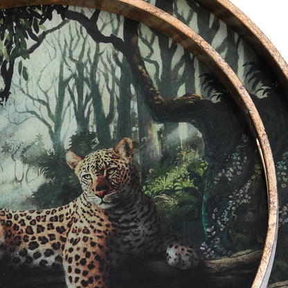 Lounging Leopard Decorative Tray Set – 2 Piece