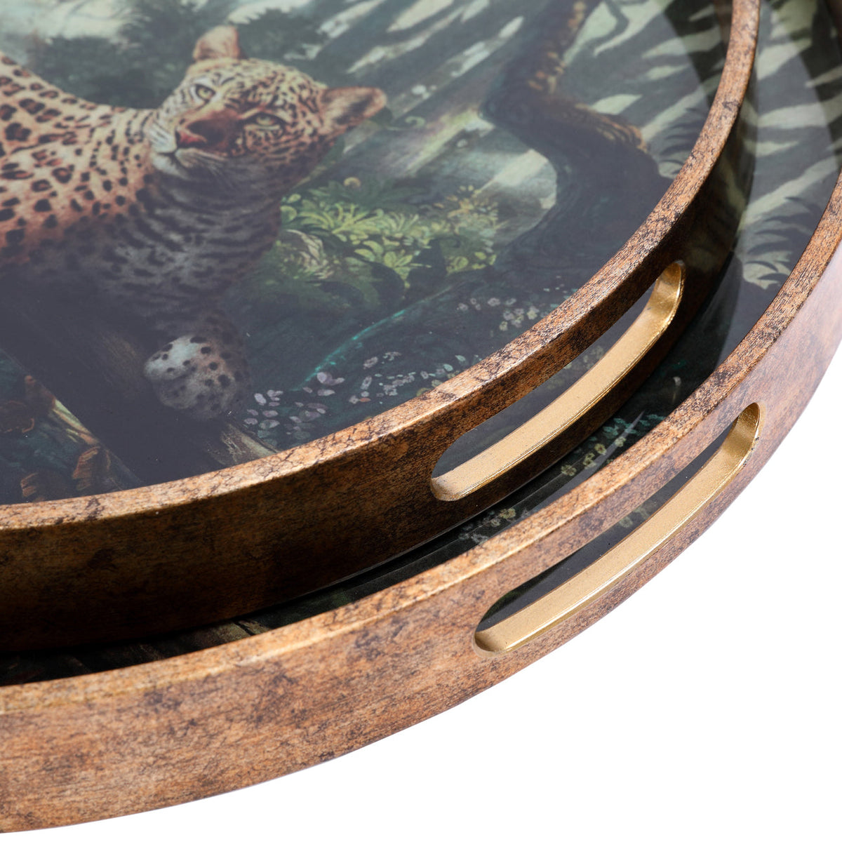 Lounging Leopard Decorative Tray Set – 2 Piece