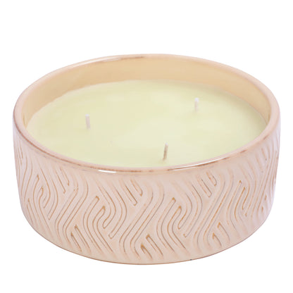 Sienna Triple-Wick Ceramic Candle Bowl – Ivory