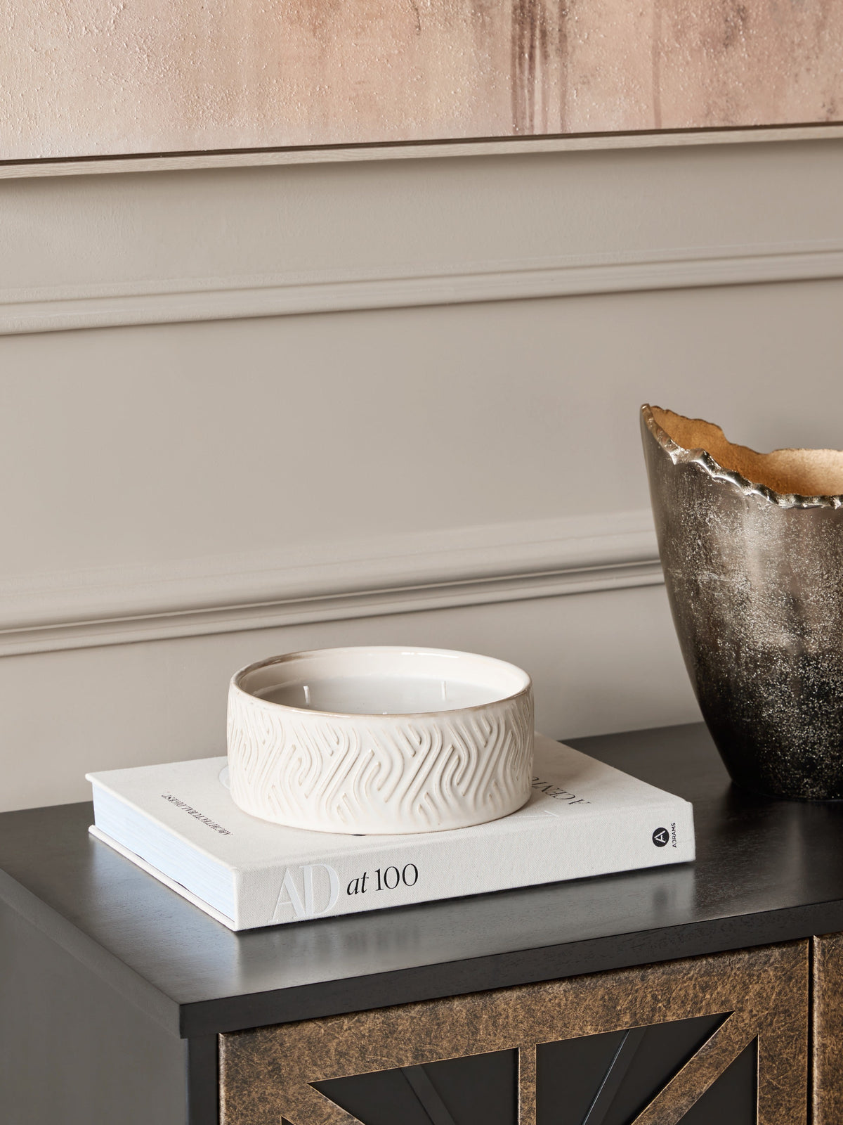 Sienna Triple-Wick Ceramic Candle Bowl – Ivory