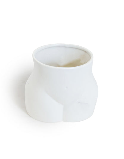 Sculpted Body Ceramic Planter – Matte White, Medium