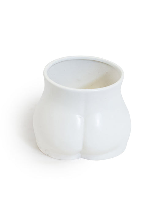 Sculpted Body Ceramic Planter – Matte White, Medium
