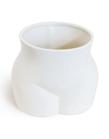 Sculpted Body Ceramic Planter – Matte White, Large