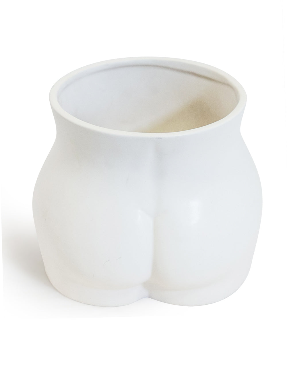 Sculpted Body Ceramic Planter – Matte White, Large