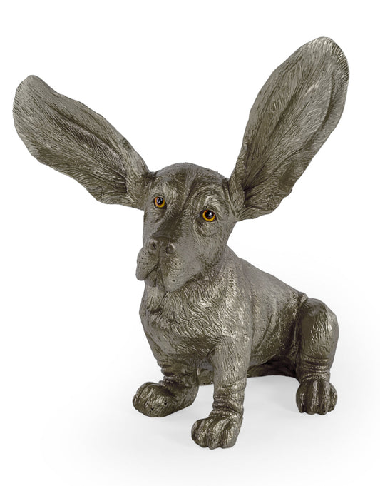 Surprised Basset Decorative Sculpture – Silver