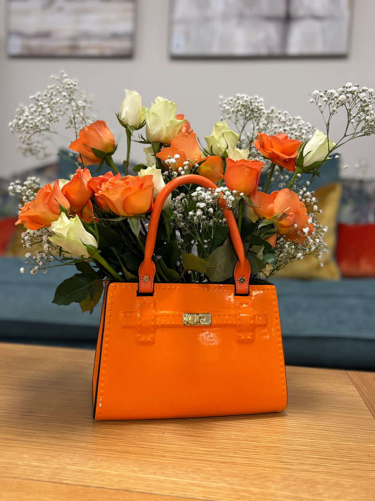 Ceramic Handbag Vase – Bright Orange