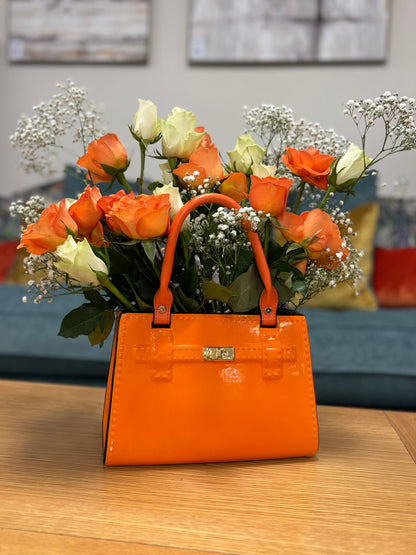 Ceramic Handbag Vase – Bright Orange