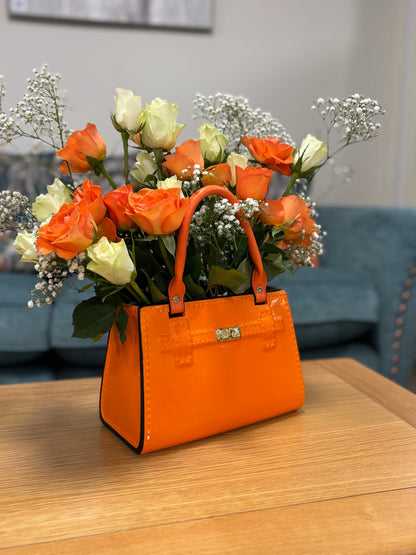 Ceramic Handbag Vase – Bright Orange