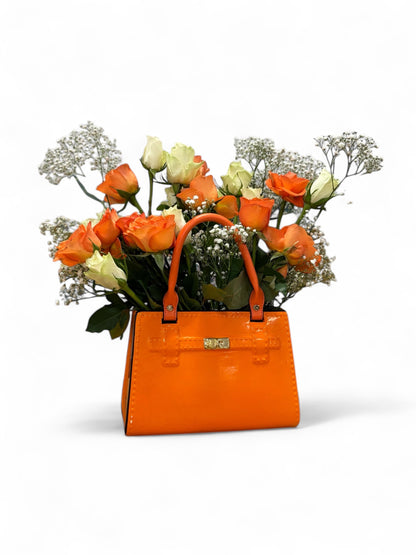 Ceramic Handbag Vase – Bright Orange