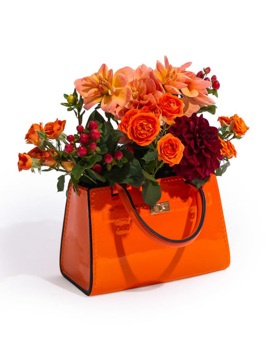 Ceramic Handbag Vase – Bright Orange