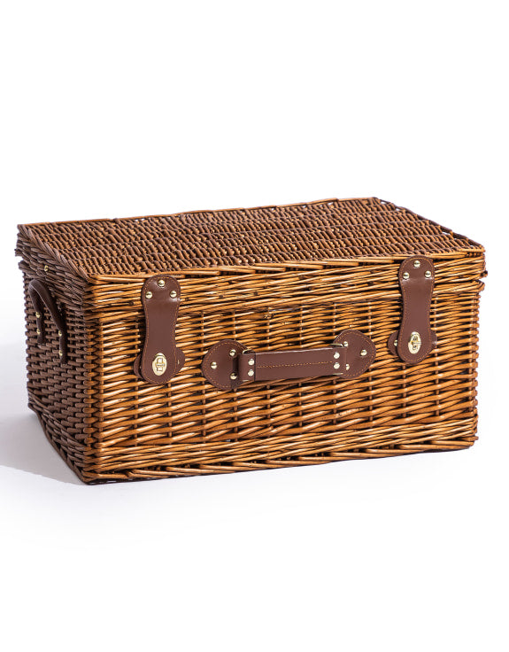 Pinstripe Picnic Hamper for Four – Leather Handle Set
