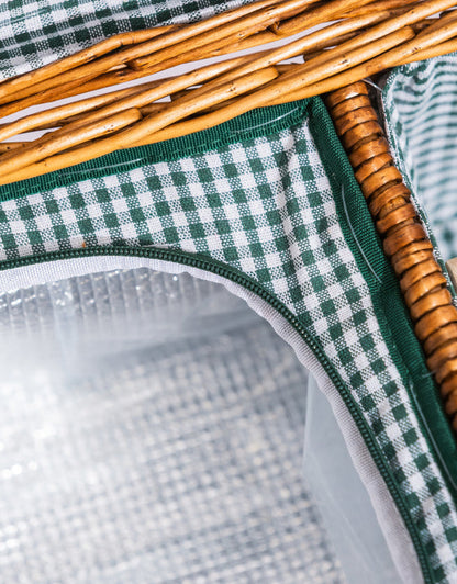 Gingham Picnic Hamper for Two – Leather Handle Set