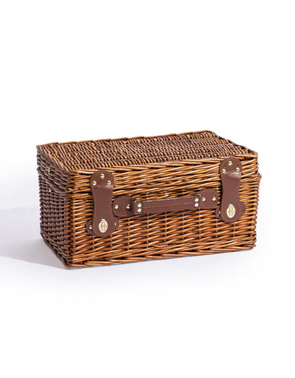 Gingham Picnic Hamper for Two – Leather Handle Set
