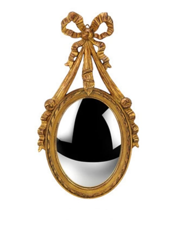 Ribbon Bow Convex Wall Mirror – Antique Gold