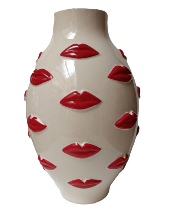 Red Lips Ceramic Statement Vase – Large