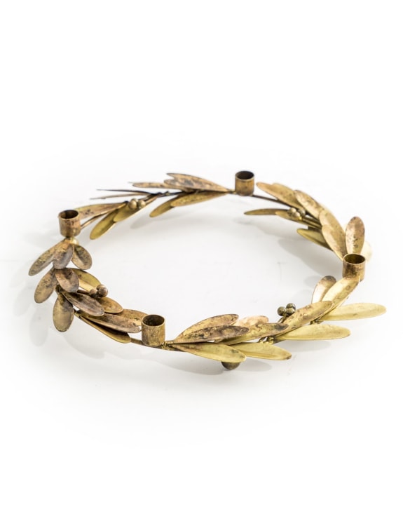 Olive Branch Candle Holder – Antique Gold