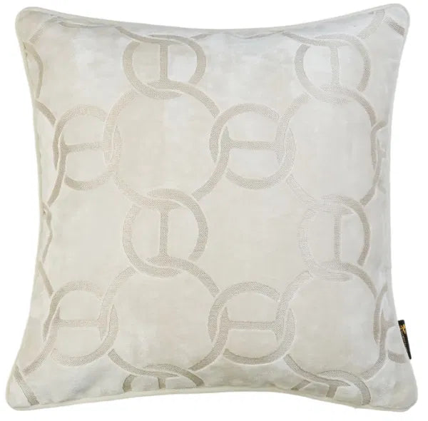 Equestrian Velvet Cushion – Ivory, 43cm