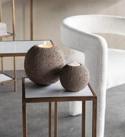 Textured Concrete Sphere Candle Holder – Small