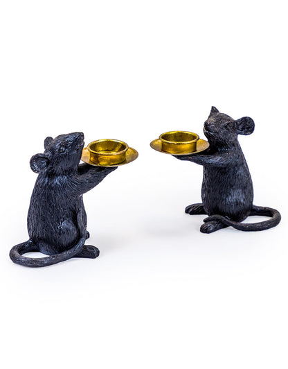 Mouse Candle Holder Pair – Black