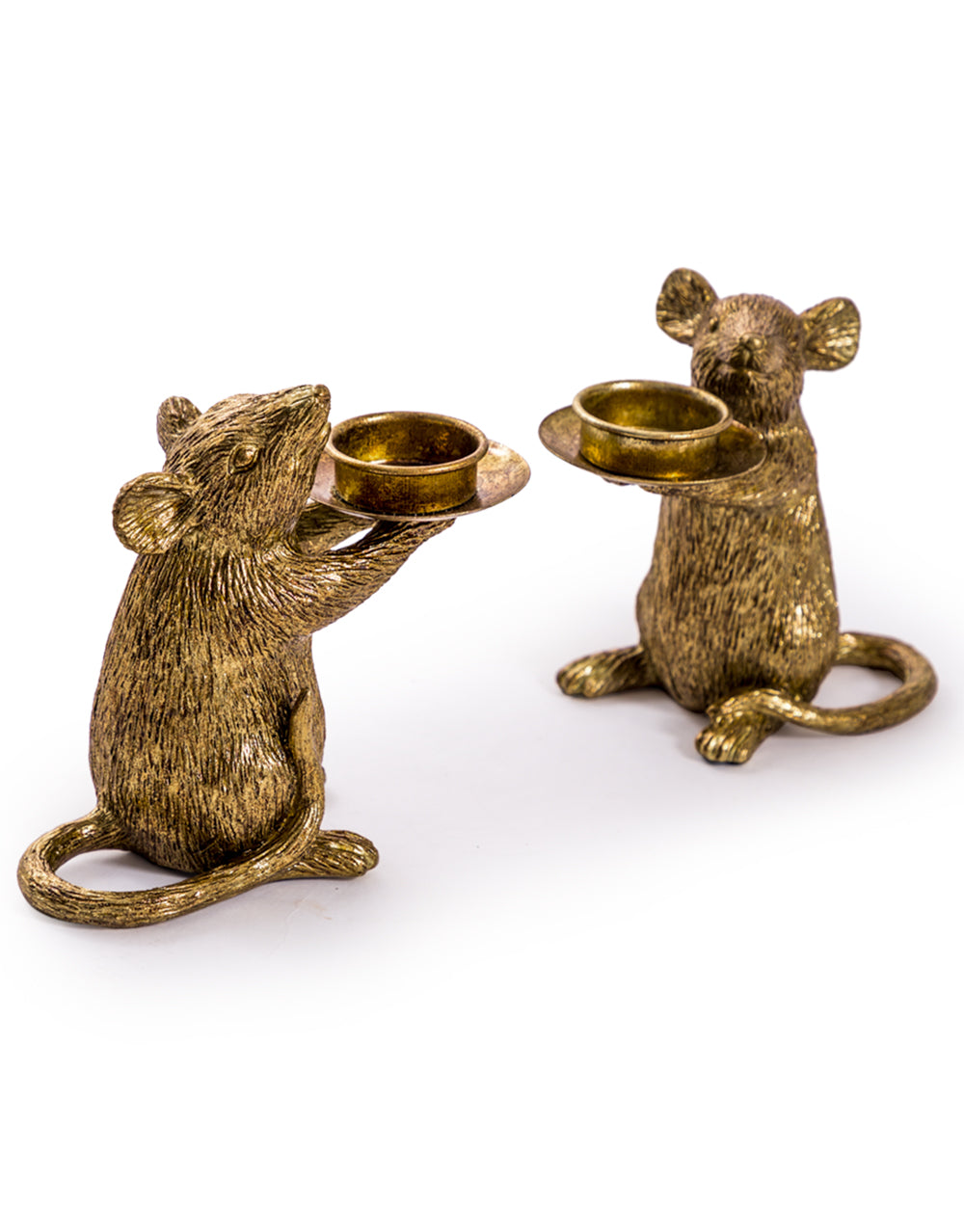 Mouse Candle Holder Pair – Gold